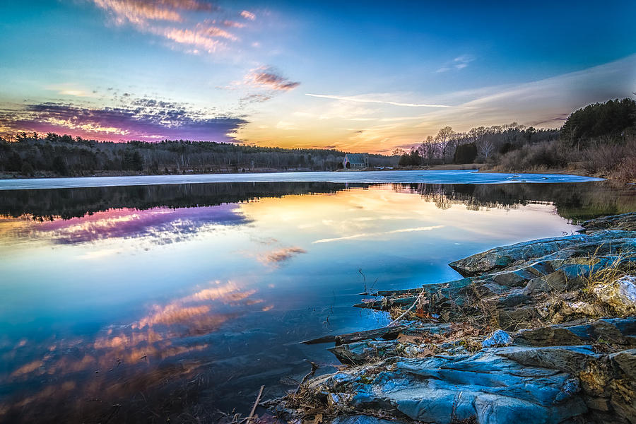 Ice Skating Photograph - Wachusett Reservoir Sunset by Bob Bernier Ice Skating Photograph - Wachusett Reservoir Sunset by Bob Bernier
