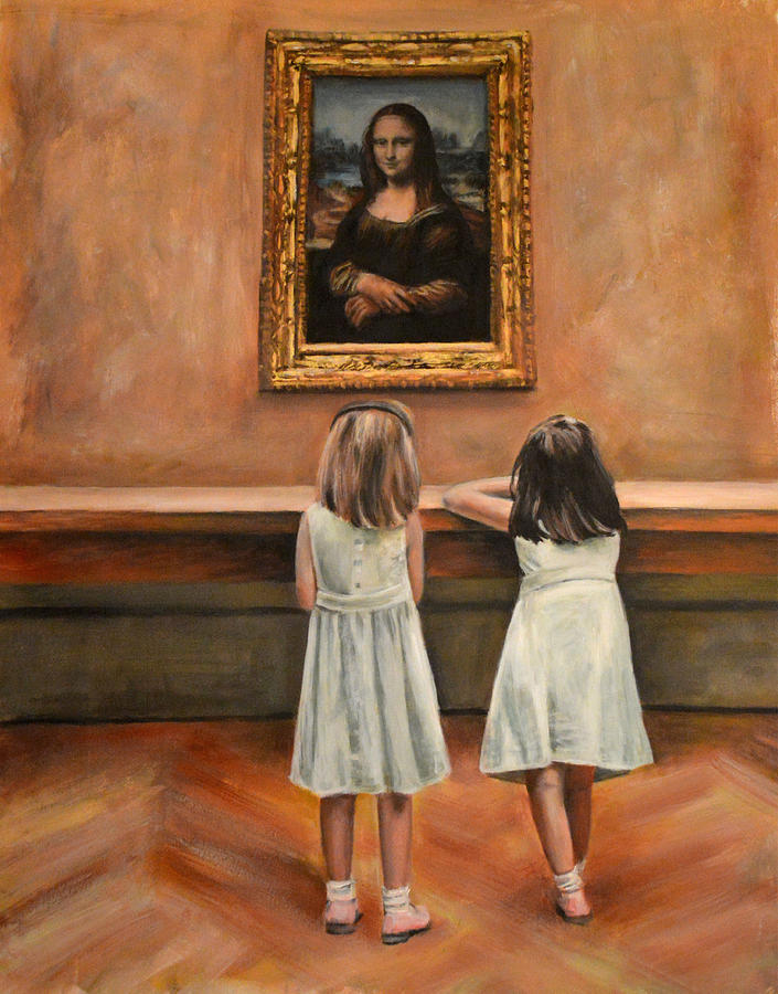 Watching Mona Lisa Painting by Escha Van den bogerd
