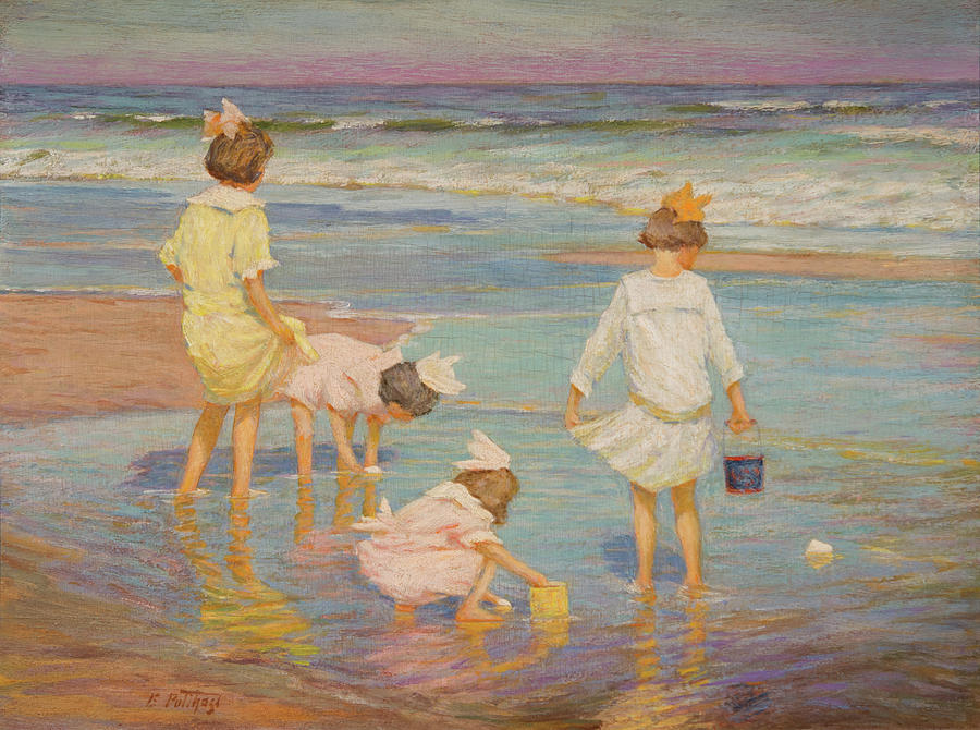 Beach Painting - Wading by MotionAge Designs
