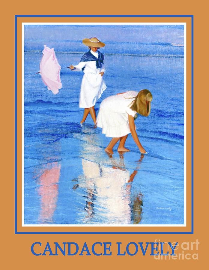 Wading for Shells Poster Painting by Candace Lovely