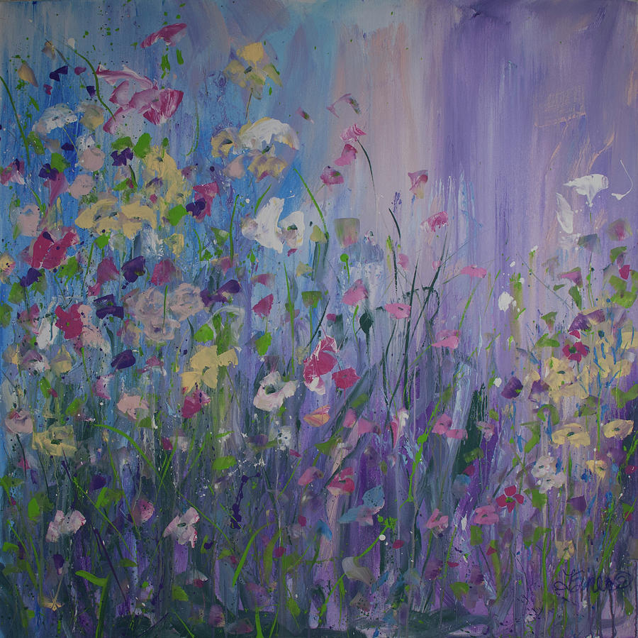 Wading Through the Flowers Painting by Terri Einer