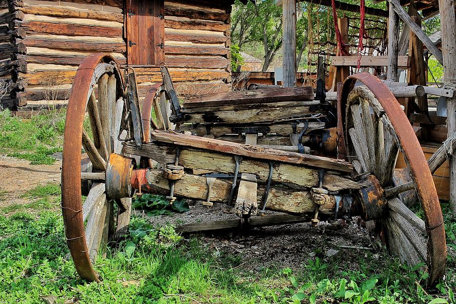 Wagon and Cabin  Photograph by Buck Buchanan
