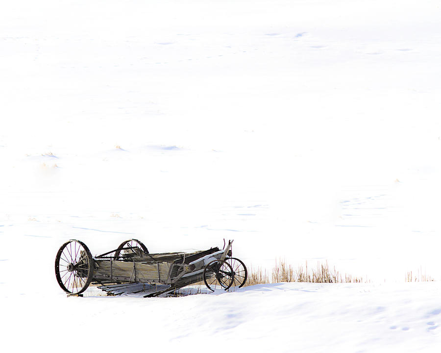 Winter Photograph - Wagon in a Field of Snow by Lowell Monke