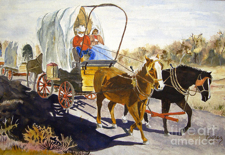Wagon Train Painting by Pechez Sepehri