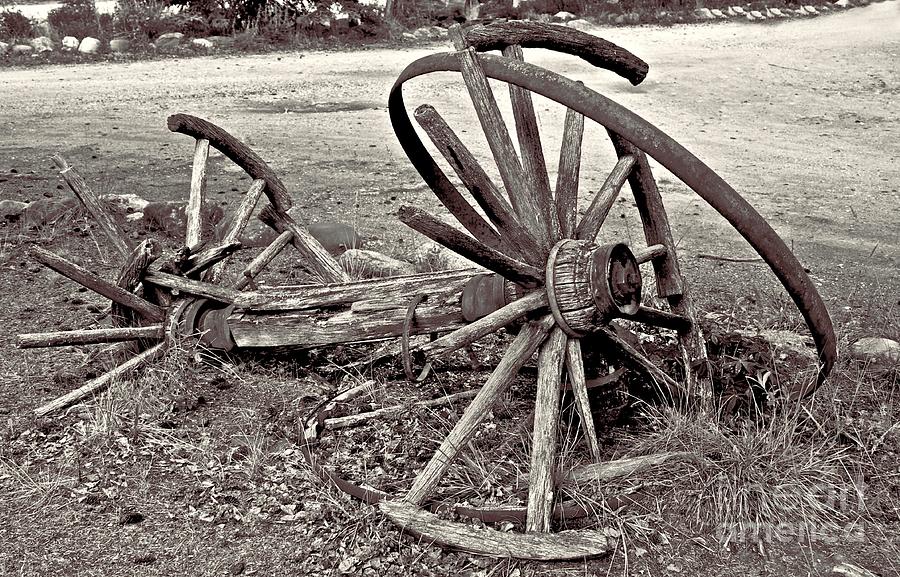 Wagon Wheels Monotone Photograph by Linda Bianic