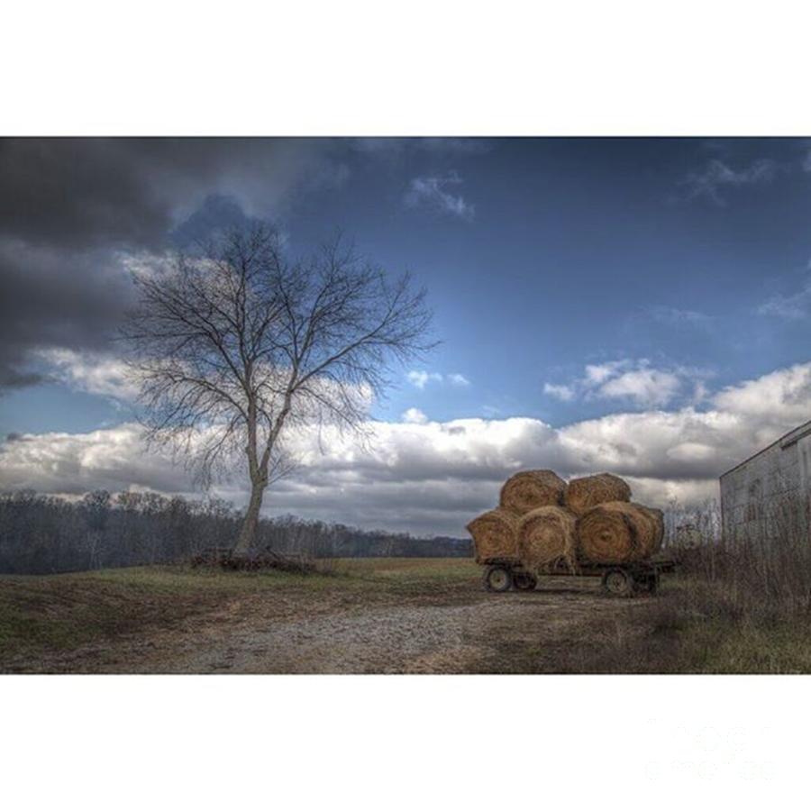 Missouri Photograph - Wagonload 
wagon Load Of Hay Waits On by Larry Braun
