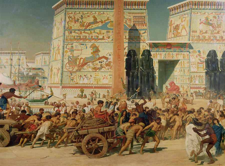 Wagons detail from Israel in Egypt Painting by Sir Edward John Poynter ...