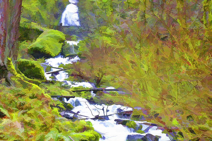 Wahkeena Falls Painterly Photograph by Lorraine Baum
