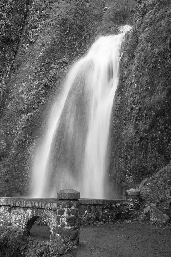 Wahkenna Falls with Path Black and White  Photograph by John McGraw