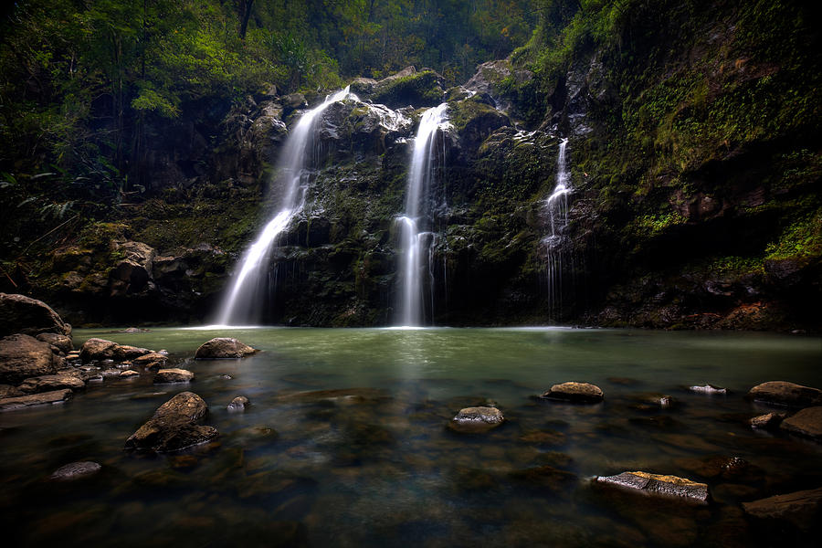 Waterfall Photograph - Waikani Falls Maui by Ryan Smith