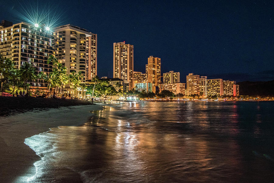 Waikiki At Night Photograph