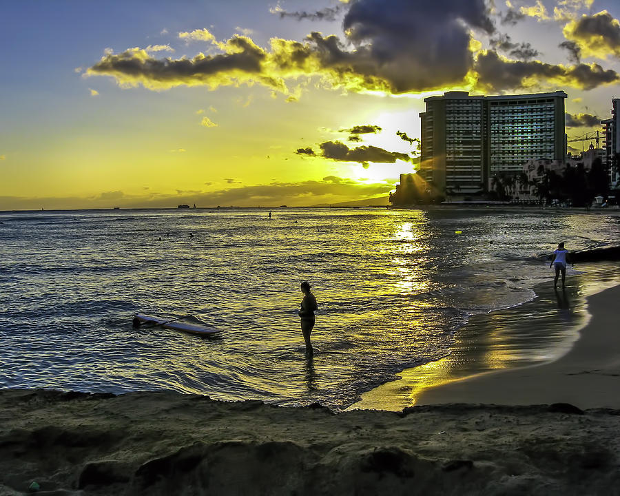 Waikiki Beach at Sunset Photograph by Gordon Engebretson