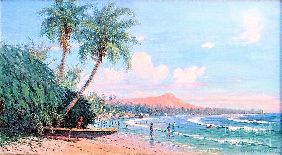 Hawaiian Islands Painting - Waikiki beach Diamond head by Thea Recuerdo