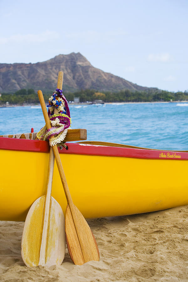 Waikiki Canoe Paddles Photograph by Dana Edmunds - Printscapes