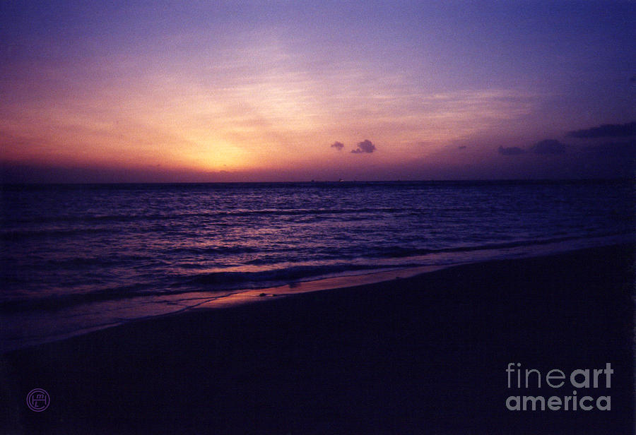 Purple Sunset Photograph - Waikiki Sunset by Helena M Langley