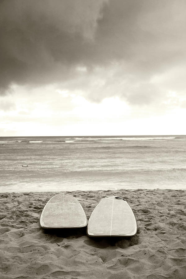 Waikiki Surfboards - Sepia Photograph by Sean Davey