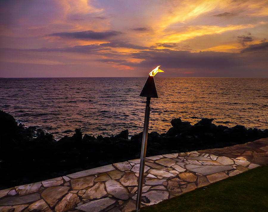Sunset Torch Waikoloa Photograph by Pamela Newcomb
