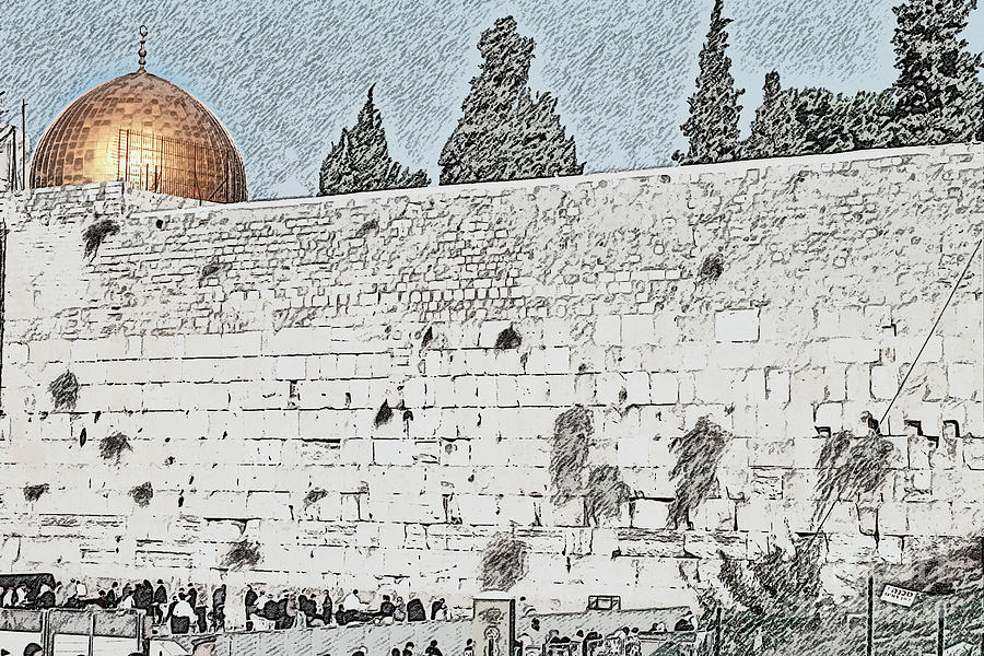 wailing wall and dome of the Rock Photograph by Humorous Quotes