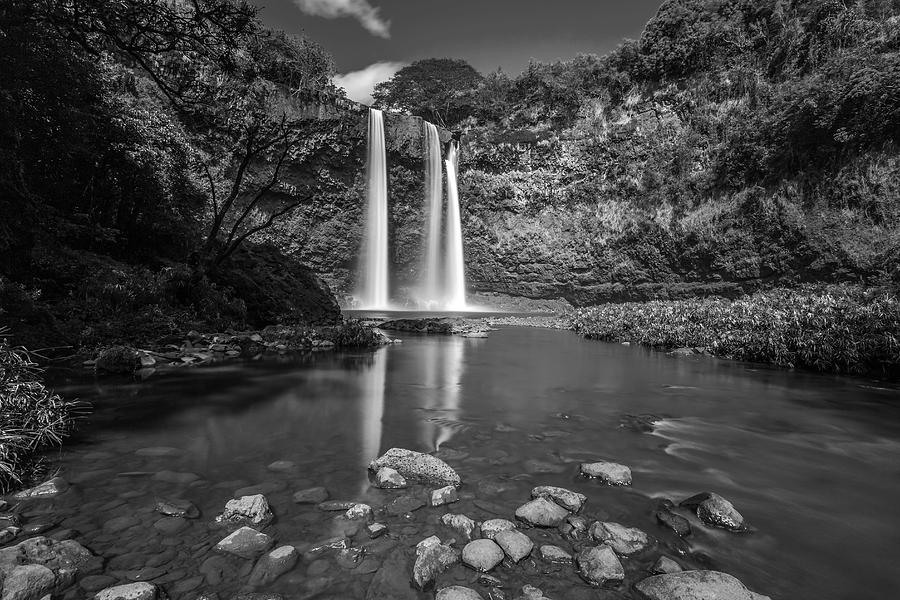 Paradise Photograph - Wailua Falls Kauai BW by Pierre Leclerc Photography