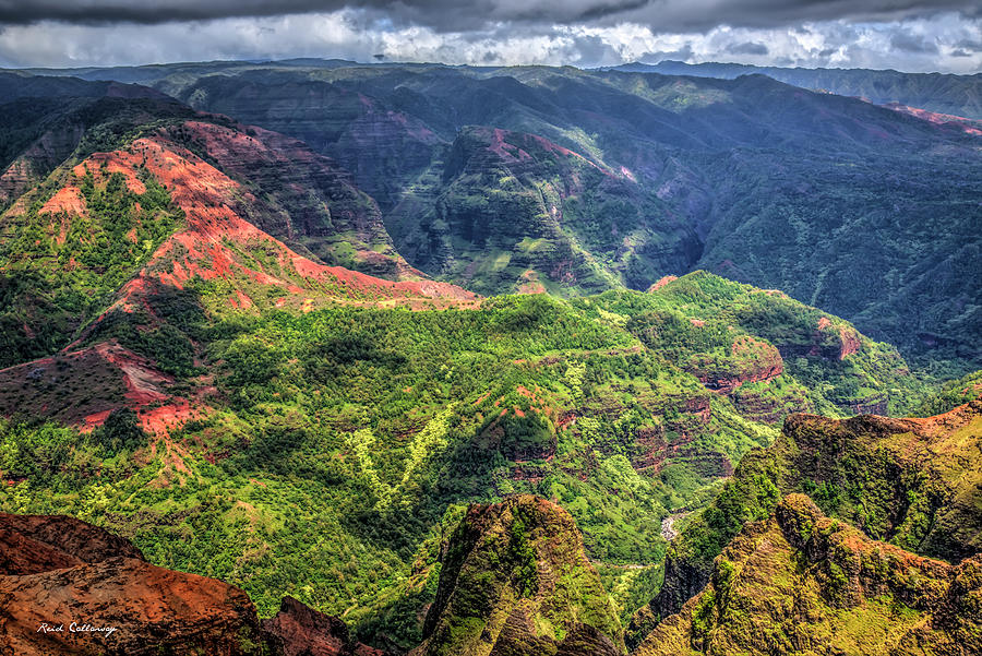 Waimea Canyon Shadows The Grand Canyon of the Pacific Kauai Hawaii Art Photograph by Reid Callaway