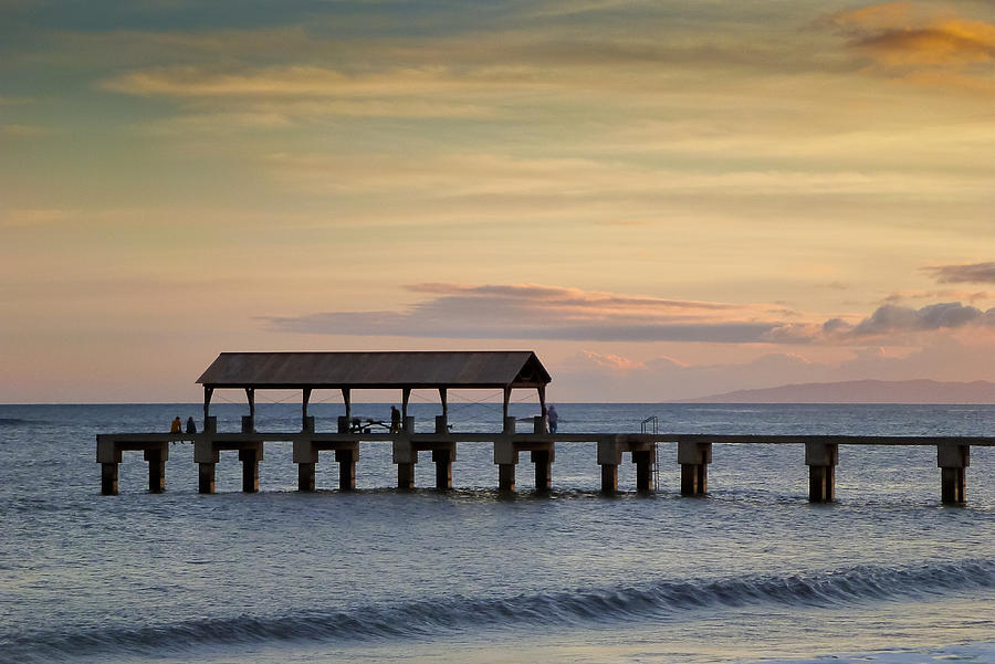 Waimea Pier at Sunset Photograph by Roger Mullenhour
