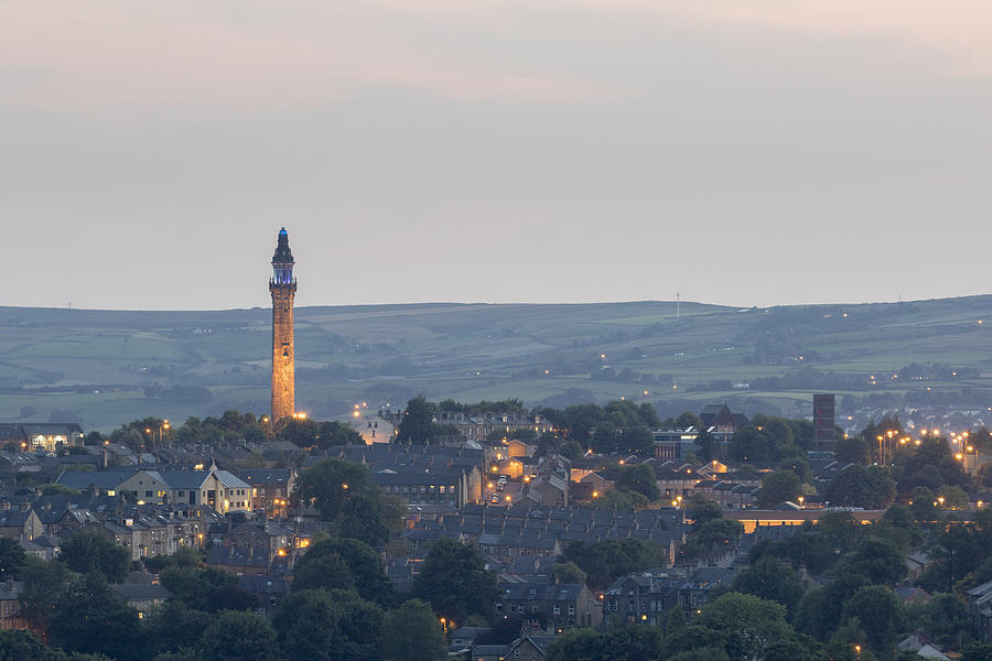 Wainhouse Tower with lights on Photograph by Chris Smith