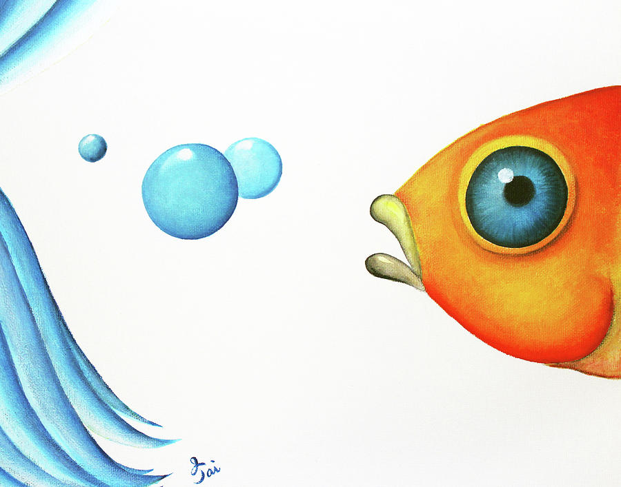 Fish Painting - Wait Up  by Oiyee At Oystudio