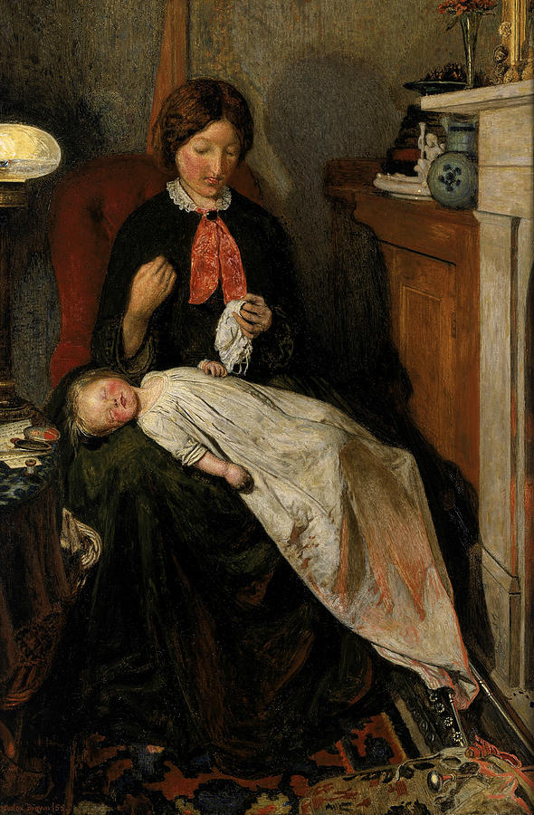 Waiting - An English Fireside of 1854-55 Painting by Ford Madox Brown