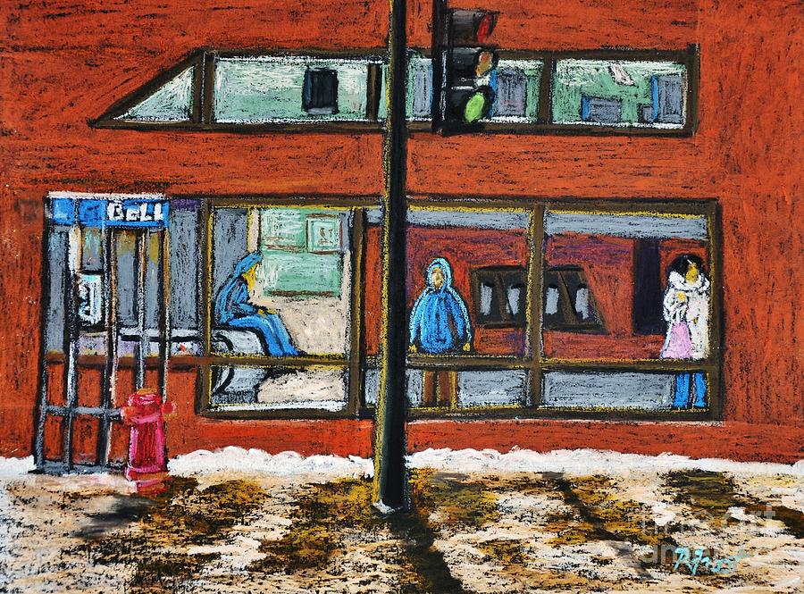 Waiting at the Metro Pastel by Reb Frost