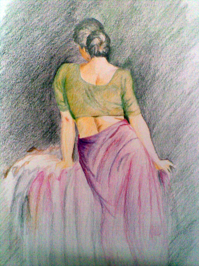 Lady Painting - Waiting by Bhupinder Singh