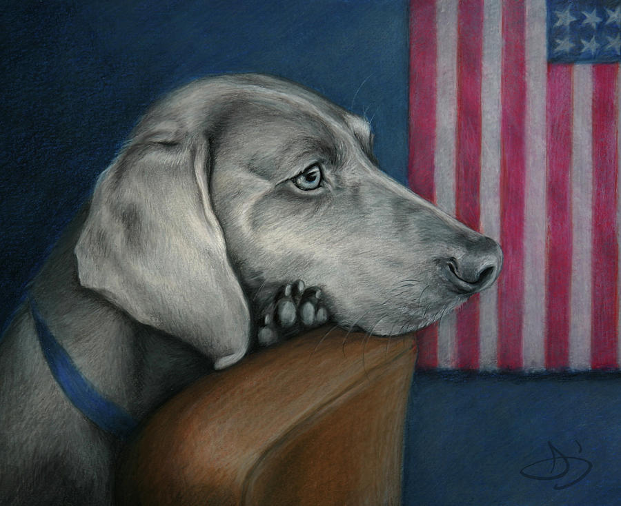 Flag Drawing - Waiting by Daniele Jones Flag Drawing - Waiting by Daniele Jones