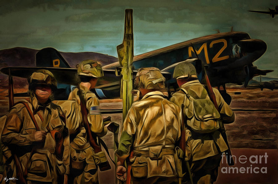 Waiting for D-Day 82nd Abn Glider Troops Oil Digital Art by Tommy Anderson