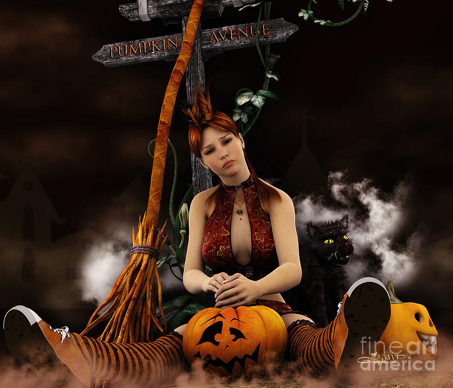 Waiting for Halloween Digital Art by Jutta Maria Pusl