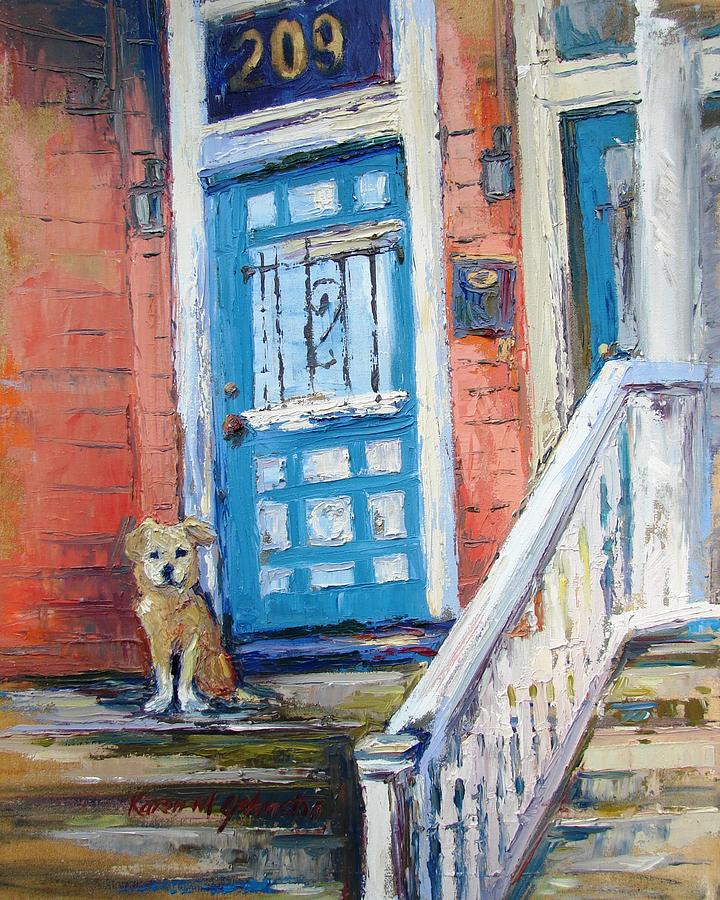 Architecture Painting - Waiting for his Master by Karen Mayer Johnston