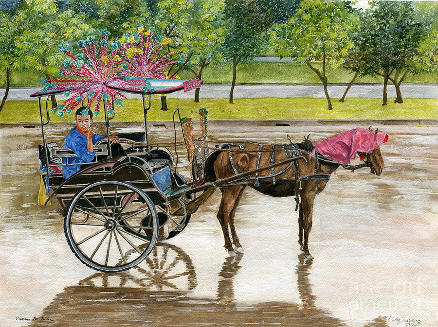 Impressionism Painting - Waiting For Rider Jakarta Indonesia by Melly Terpening