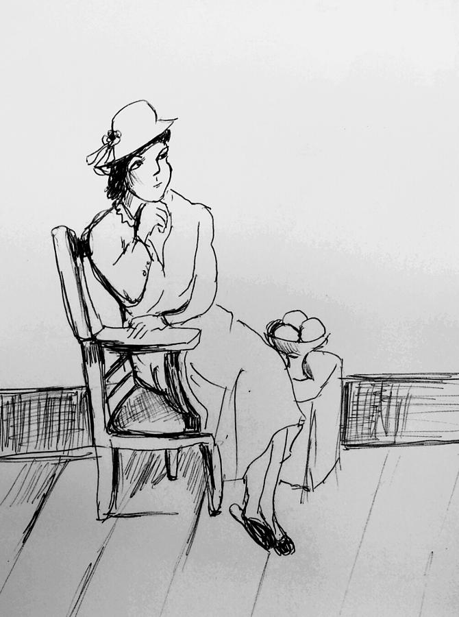 Woman Drawing - Waiting for someone  by Hae Kim