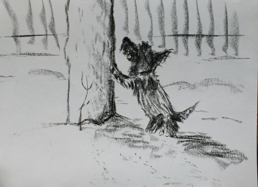 Waiting For Squirrel Drawing by Violet Jaffe