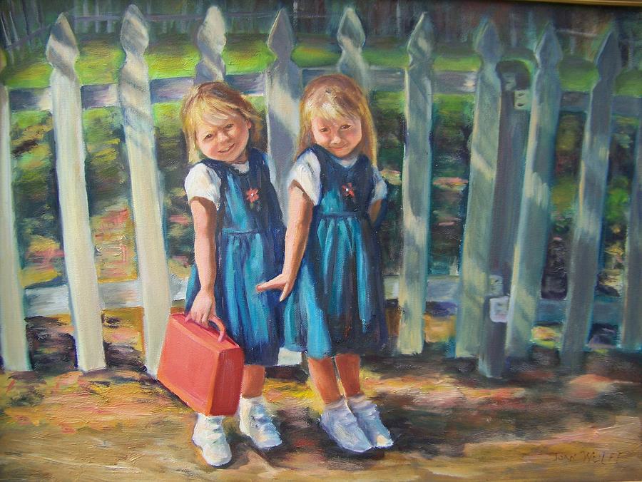 Children Painting - Waiting for the Bus by Joan Wulff