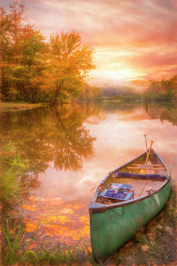 Boat Photograph - Waiting for the Dawn in Peach by Debra and Dave Vanderlaan