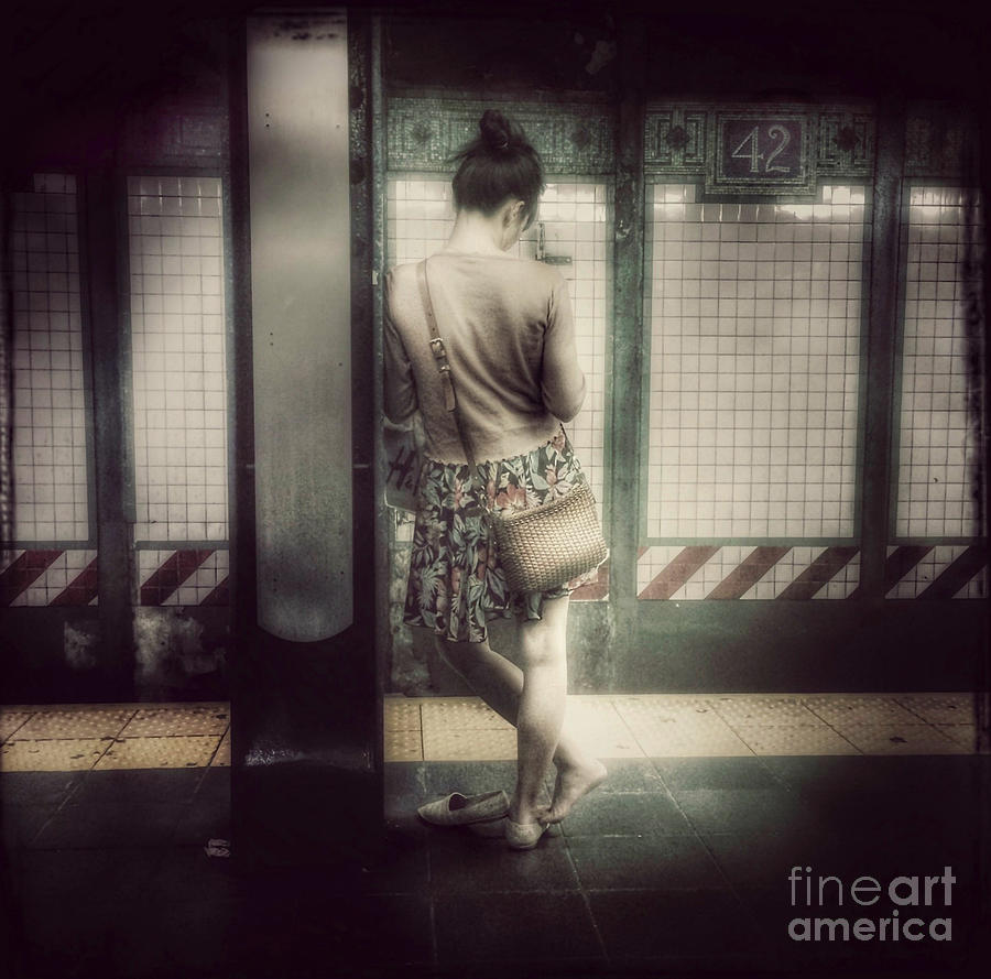 New York City Photograph - Waiting for the Q - 42nd Street Subway Station New York by Miriam Danar
