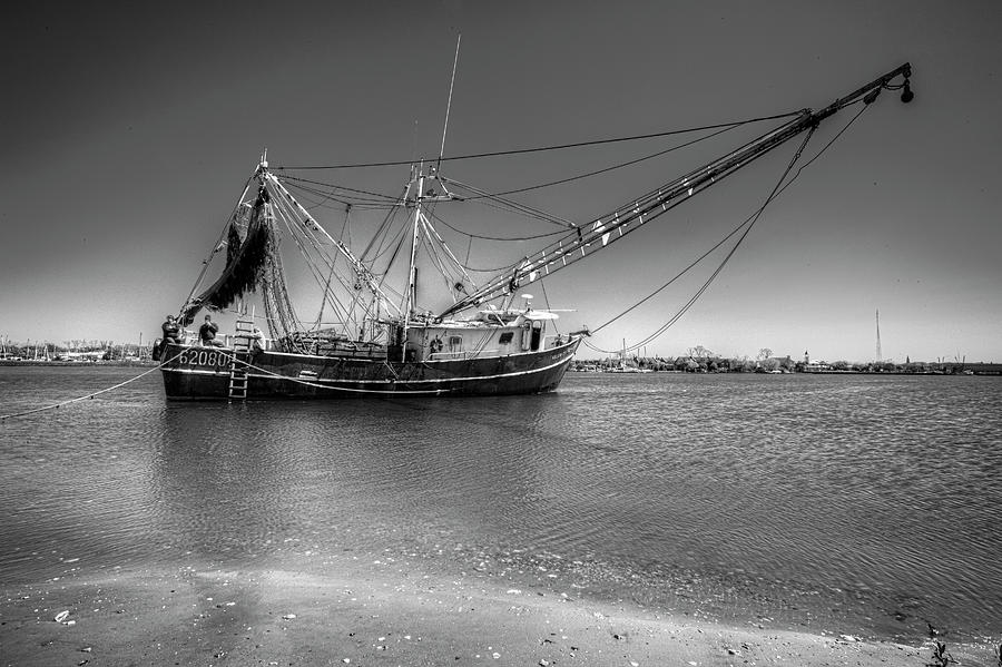 Waiting for the Tide to Change in Black and White Photograph by Debra and Dave Vanderlaan