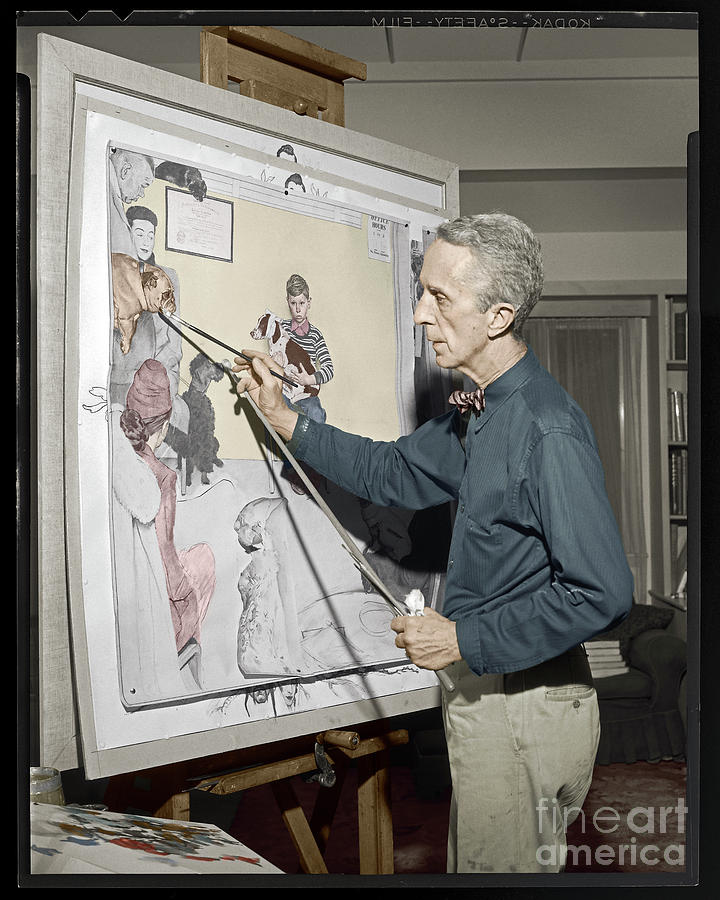 Waiting For The Vet Norman Rockwell Photograph by Martin Konopacki Restoration