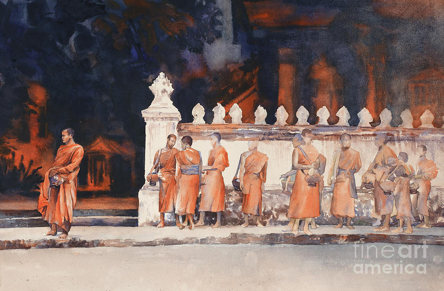 Waiting for the Walk- Morning Alms Painting by Ryan Fox