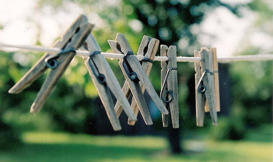 Clothes Pins Photograph - Waiting for Work by Lauri Novak