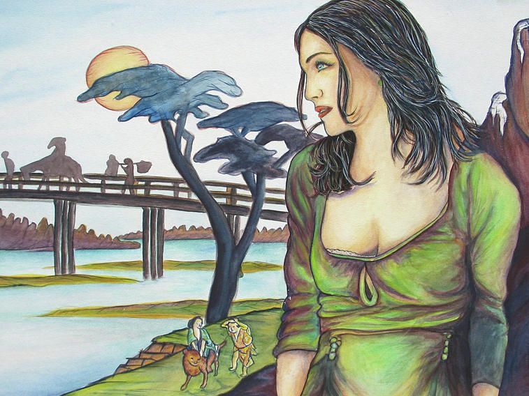 Bridge Mixed Media - Waiting for your Rain by Joseph Lawrence Vasile Bridge Mixed Media - Waiting for your Rain by Joseph Lawrence Vasile