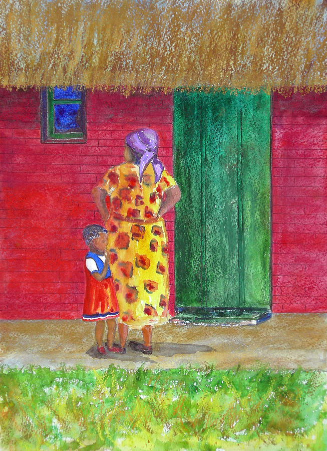 Waiting in Zimbabwe Painting by Patricia Beebe