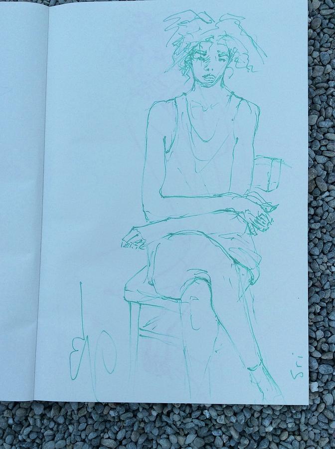 Female Drawing - Waiting On A Chair by Elizabeth Parashis