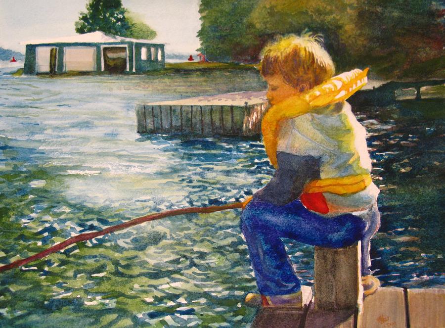 Waiting patiently for a fish Painting by Juliana Bradley - Fine Art America