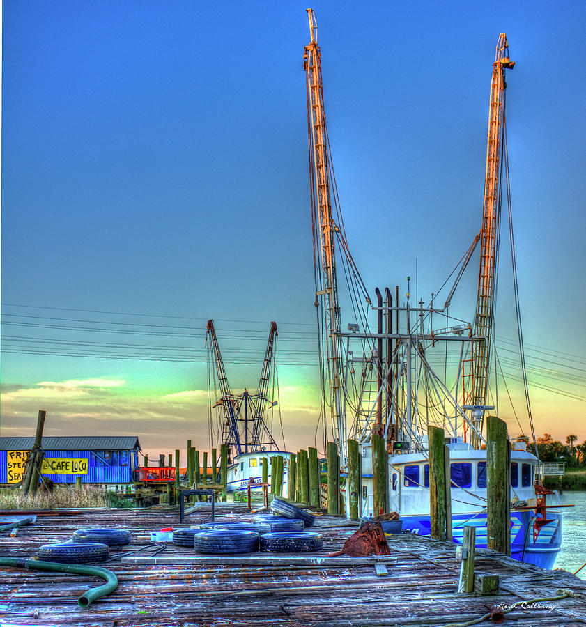 Waiting Shrimp Boats Wilmington River Tybee Island Georgia Art Photograph by Reid Callaway