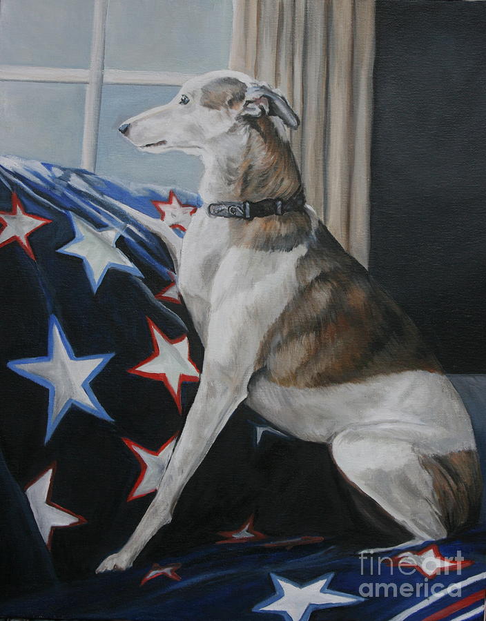Waiting Whippet Painting by Charlotte Yealey